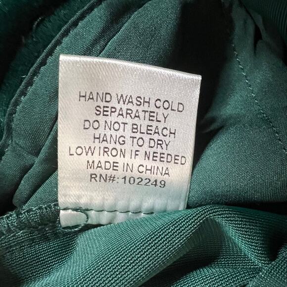 Skies Are Blue Velvet Jumpsuit M Hunter Green Halter Cowl Neck Wide Leg Stretch - Picture 8 of 9